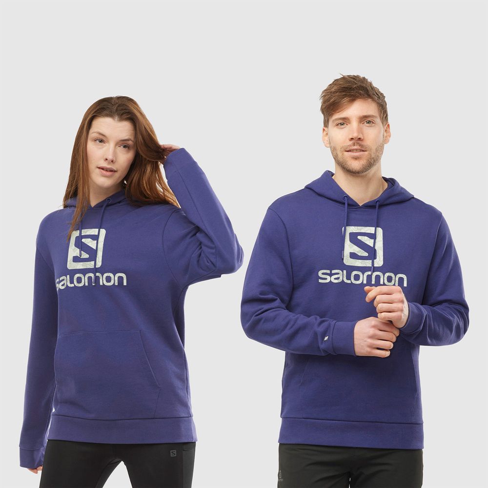 Sweatshirt À Capuche Salomon Homme Bleu Marine - Salomon OUTLIFE LOGO SUMMER - France (2385-RHAKQ)